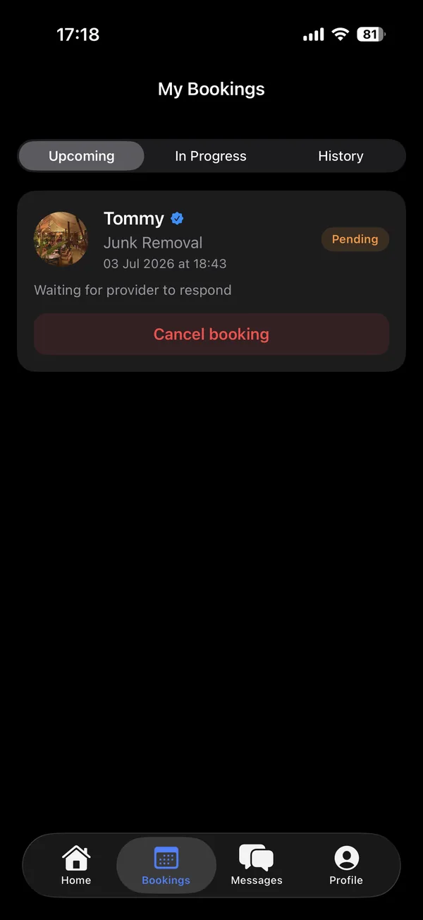 VeraFix Homeowner screen: Booked & protected