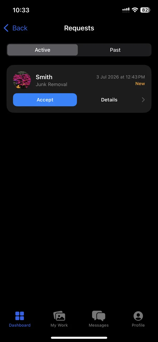 VeraFix Professional screen: Manage your jobs